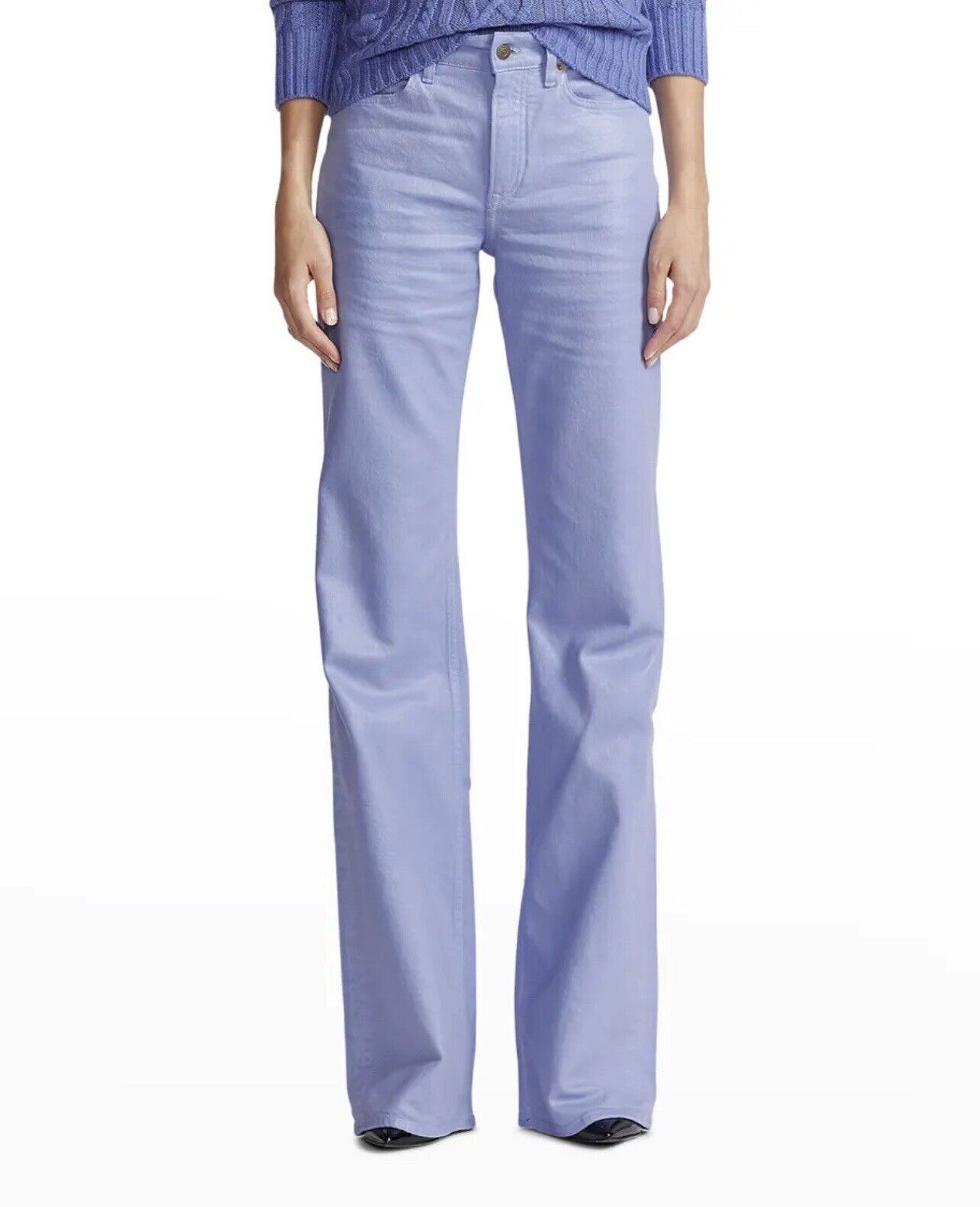 Ralph Lauren Collection Purple Label Lilac Coated Foil Denim Bootcut Jeans 26
